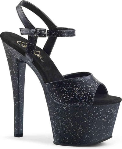 Pleaser - SKY-309MMG Sandaal met enkelband, Paaldans schoenen - Paaldans schoenen - 35 Shoes - Zwart