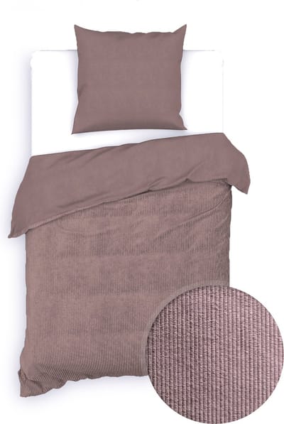 Zohome Velluto-a-Coste Dekbedovertrek - Eenpersoons - Katoen - 140x200-220cm - Roze