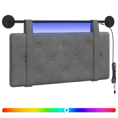 vidaXL - Hangend - hoofdbord - Met - LED-verlichting - Donkergrijs - Fluweel