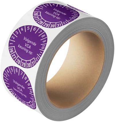 Volgende VCA keuring op sticker 26-31 - op rol 20 mm - 1150 per rol