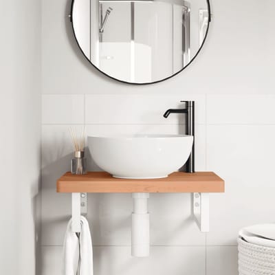 vidaXL - Badkamer - wandschap - staal - en - massief - beukenhout