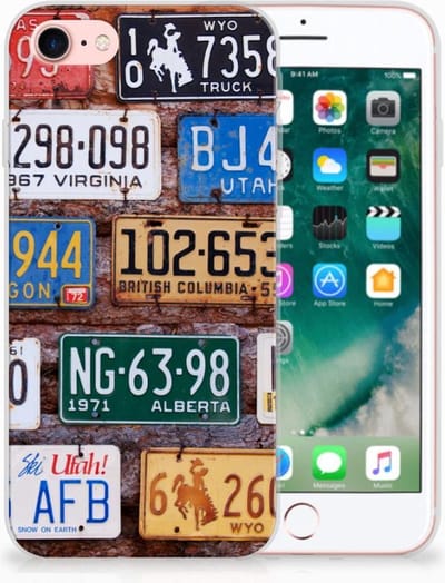 iPhone SE 2022 | SE 2020 | 8 | 7 Siliconen Hoesje met foto Kentekenplaten