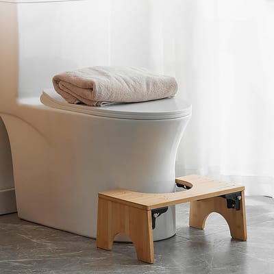 Opvouwbare Toiletkruk - Badkamer Voetenbank - Comfortabel Zitten - Ergonomische Hurkhouding - 43 x 28 x 185 cm - Natuurlijk Hout