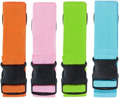 4 Stucks Bagageriemen - Bagageriemen - Kofferriemen - Verstelbaar - 5 cm x 180 cm - Roze, Lichtgroen, Blauw, Oranje
