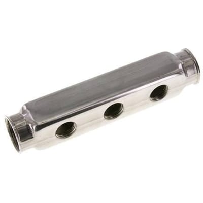 2xG 1'' x 6xG 1/2'' RVS Verdeelblok Dubbelzijdig 10 Bar - FL2-F-S-100G-012G-6MD