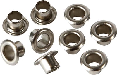 Eyelets, H: 4,5 mm, d 7,5 mm, gatgrootte 4 mm, zilver, 100 stuk/ 1 doos