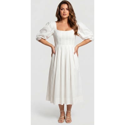 & Other Stories Ronnie Dress White Maat: 36 | Midi Jurken Outlet | Dames | Wit