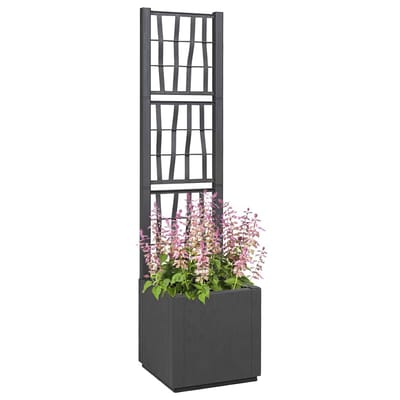vidaXL - Tuinplanter - met - Trellis - Donkergrijs - 36 - x - 36 - x - 140 - cm - PP