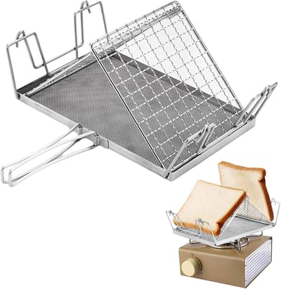 Vouwbare RVS Campingtoaster voor Gasfornuis, Ideaal voor Kamperen, Picknicken en Buiten Koken