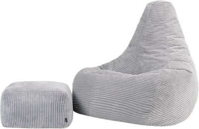 XXL Bean Bag Fauteuil - Zitzak met Hocker - Ontspannen Zitten - XXL Fauteuil Vorm - XXL - Grijs