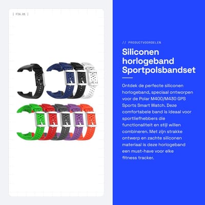 Dailygoods- Horlogeband Zacht Siliconen - Compatibel met Polar M400/M430 - Sporthorlogeband - Vervangende Band - Eenvoudig te Installeren - 21,2 mm Breedte - Sportband