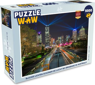 Puzzel Blauwe lichten schijnen de lucht bij Brisbane in Australië - Legpuzzel - Puzzel 1000 stukjes volwassenen