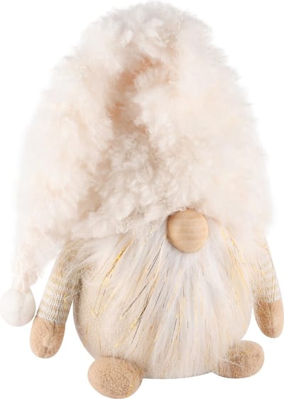 Dekoratief | Pop gnoom zittend, beige, stof, 22x17x67cm | A245089