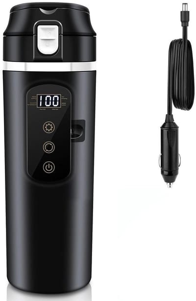 Elektrische waterkoker voor in de auto, 12V/24V, 500ml reisbeker, handig om altijd en overal water te verwarmen.