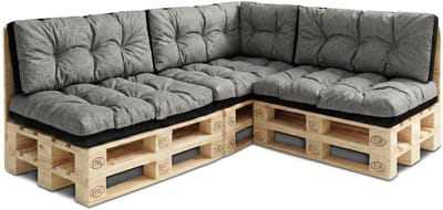 Palletkussens Outdoor Kussen Set van 7 palletkussens - Kussens voor pallets Euopallets palletbank en palletmeubels palletkussens Grijs