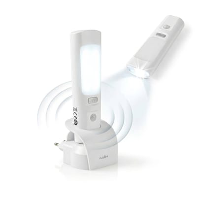 Nedis LED Oriëntatielicht en Zaklamp – Nachtlamp – Oplaadbaar – Bewegingssensor – 37 lm – 3 m Bereik