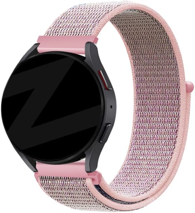 Bandz Hoogwaardige nylon band met klittenband geschikt voor Garmin Vivoactive 6 / 5 / 3 / Vivomove / 3 / HR / Style / Luxe / Sport / Trend / Forerunner 645 / 570 / 245 / 170 / 165 / 70 / 55 / Venu / SQ / SQ2 / 2 Plus / Approach S12 / S40 - Roze