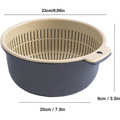 Dubbellaags Groentewasmand Fruitafdruipmand Keukenzeefmand voor Huishouden Large 20x18x19 cm