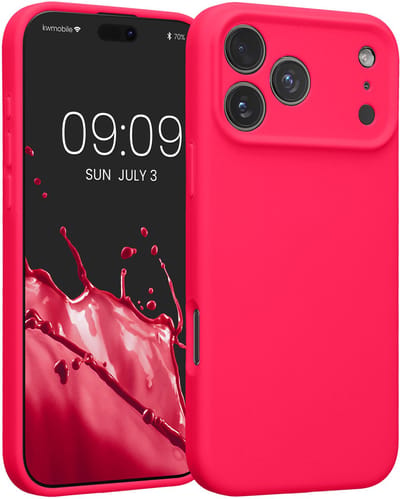 kwmobile telefoonhoesje geschikt voor Apple iPhone 18 Pro Max / iPhone 17 Pro Max - TPU backcover met siliconen coating - Smartphone case in neon roze