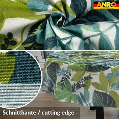 ANRO Tafelkleed Tropische bladeren Groen Ovaal 240x140cm Rechte rand Afwasbaar Waterafstotend