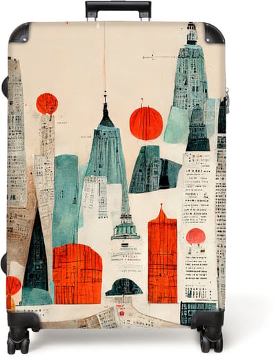 NoBoringSuitcases.com® - Koffer groot - Reiskoffer lichtgewicht - Vintage - Rood - Kleuren - Stad - Skyline - Rolkoffer met 4 wielen - Grote trolley XL - 98 liter bagage