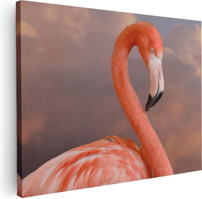 Artaza Canvas Schilderij Vogel - 40x30 cm - Klein - Wanddecoratie Flamingo - Muurdecoratie Woonkamer - Kamer Accessoires