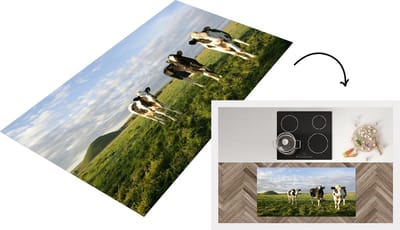Keukenloper - Loper keuken - Koe - Zon -Dieren - 120x60 cm - Keukenloper vinyl