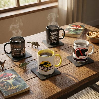 Jurassic Park 4x Mugs & Coasters Bundle