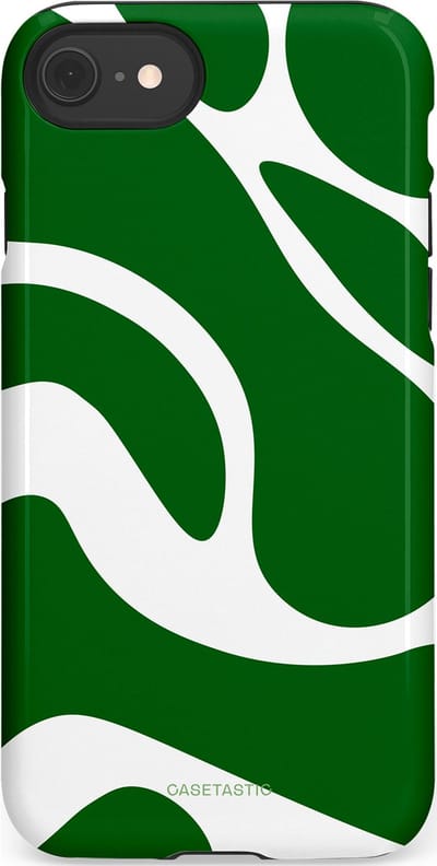 Casetastic Hoesje Geschikt voor Apple iPhone 7/8/SE - Stijlvolle Beschermende Duo-layer Case - Groene Golven