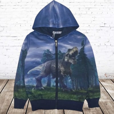 Blauw jongens vest met dino H171 - Blauw - 86/92