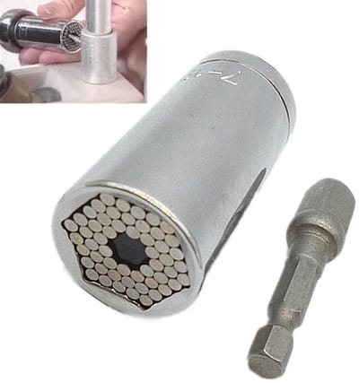 2 Stuks Grip Universele Dopsleutelset - 7mm tot 19mm in-1-Dopsleutel: Ideaal voor Klussen & Gereedschapskist Accessoire!