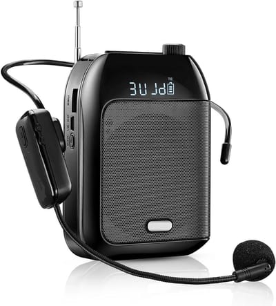 Stemversterker Draadloos - Speaker Microfoon - Lesgeven en Lezingen - UHF Draadloze Technologie - 15W Vermogen - Zwart