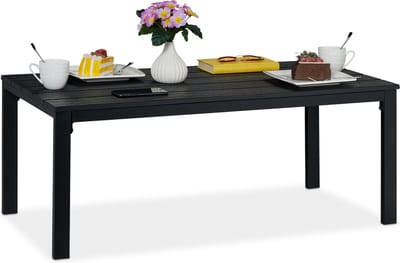 Tuintafel rechthoek - houtlook - 39 x 98 x 48 cm - zwart