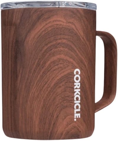 Corkcicle Koffiebeker Koffiemok To Go - Thermosbeker - RVS & driewandig Koffie Beker - 475ml - Walnut Wood