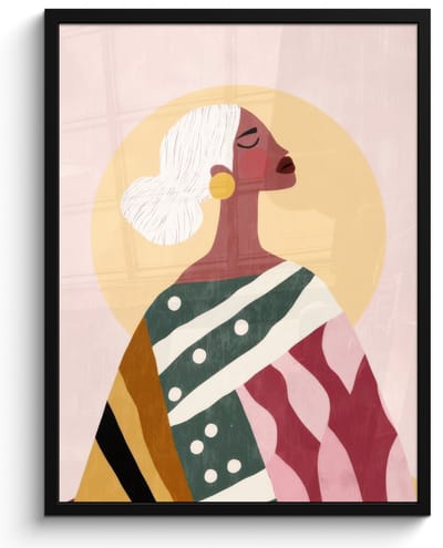 Poster in lijst - Fotolijst 60x80 cm - Posters - Vrouw - Zon - Kleurrijk - Posterlijst zwart - Decoratie - Wanddecoratie woonkamer - Muurdecoratie slaapkamer