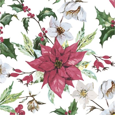 Daisy kerst thema servetten - 20x st - 33 x 33 cm - kerststerren print