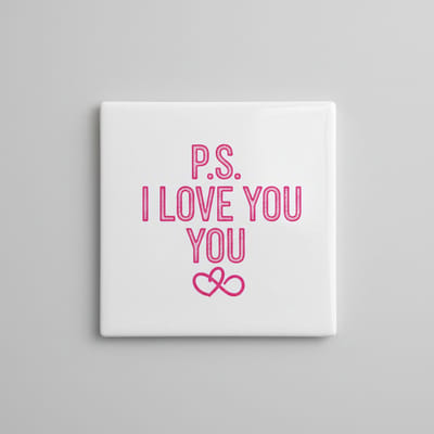 P.S. I Love You Liefde Tekst Tegel – Romantische Boodschap Wanddecoratie – Keramische Tegel 15 × 15 cm