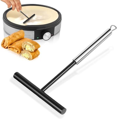 Deegverdeler Crêpes - Pannenkoek Gereedschap - Gelijkmatig Verdelen - Roestvrij Staal - 195 x 12 cm - Zilver Zwart