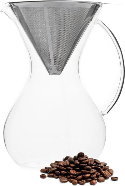 Pour Over Koffiepot - Koffiezetter - Koffie Opgietkan - Glas - Rvs - 600Ml