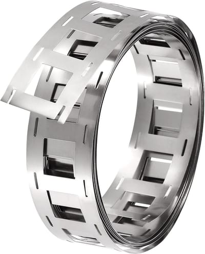 sourcing map 1 rol 2 m nikkel-geplateerde stalen strip, aansluitplaat stalen band 27 x 0,2 mm (b x h) voor batterij- en puntlassen