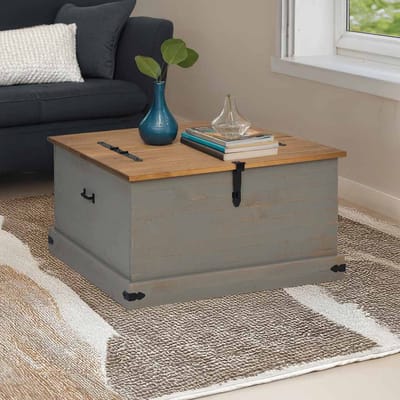 vidaXL - Opbergkist - HALDEN - grijs - 91x91x47 - cm - massief - grenenhout