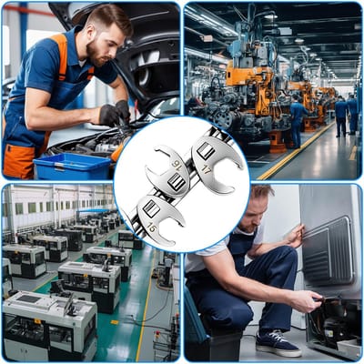 10-delige metrische kraanvoetsleutelset, 3/8 inch kraaienvoetsleutel met opbergrail, metrische maten 10-22 mm