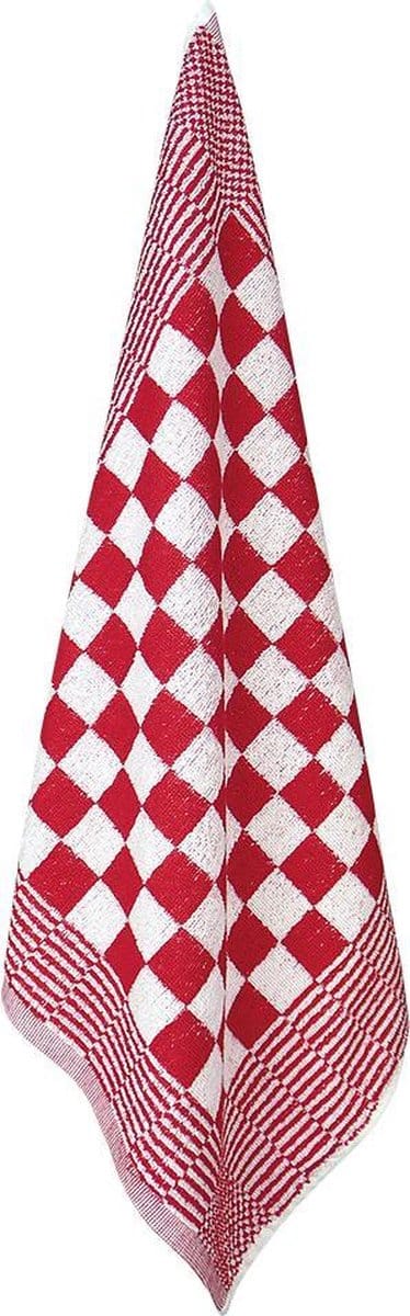 Treb Horecalinnen Handdoeken 5 Stuks Rood en Wit Geblokt 50x50cm - Treb AD