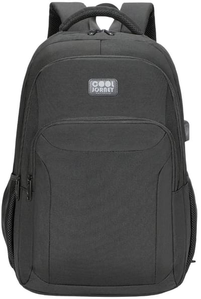COOLJORNEY Rugtas 21L – Laptop Rugzak met USB – Schooltas – Unisex – Zwart