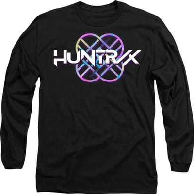 K-Pop Demon Hunters Unisex Adult Huntr/X Pastel Logo T-shirt met lange mouwen (Zwart)