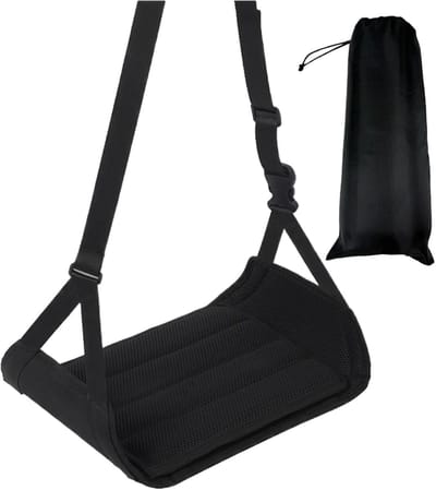 Vliegtuig Voet Hangmat - Reis Voetensteun - Comfortabel Reizen - Verstelbare Steun - 27.5 x 23 cm - Zwart