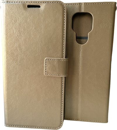 Bookcase Geschikt voor: Motorola Moto E7 Goud - portemonnee hoesje - ZT Accessoires
