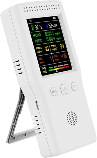 Luchtkwaliteit Monitor - Luchtmeter Detector - Binnenmilieu Controleren - 9 In 1 Metingen - 157 x 70 x 30 mm