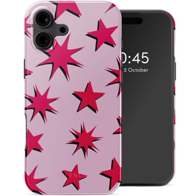 Selencia Hoesje - Geschikt voor Apple iPhone 16 - Backcover geschikt voor MagSafe - Stars Rubine Red Light Pink