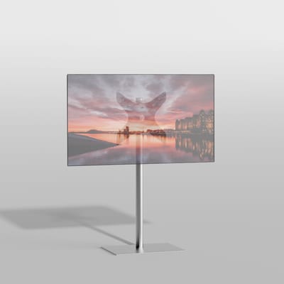 TV vloerstatief SQUARE 120 Design Tv standaard Trendy geborsteld RVS 32-65” - VESA 400x400